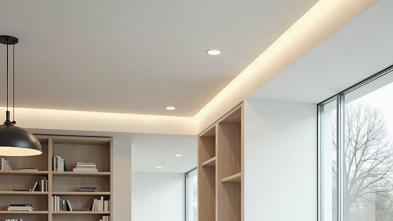 Ossature suspendue réglée avant la pose de la plaque de plafond