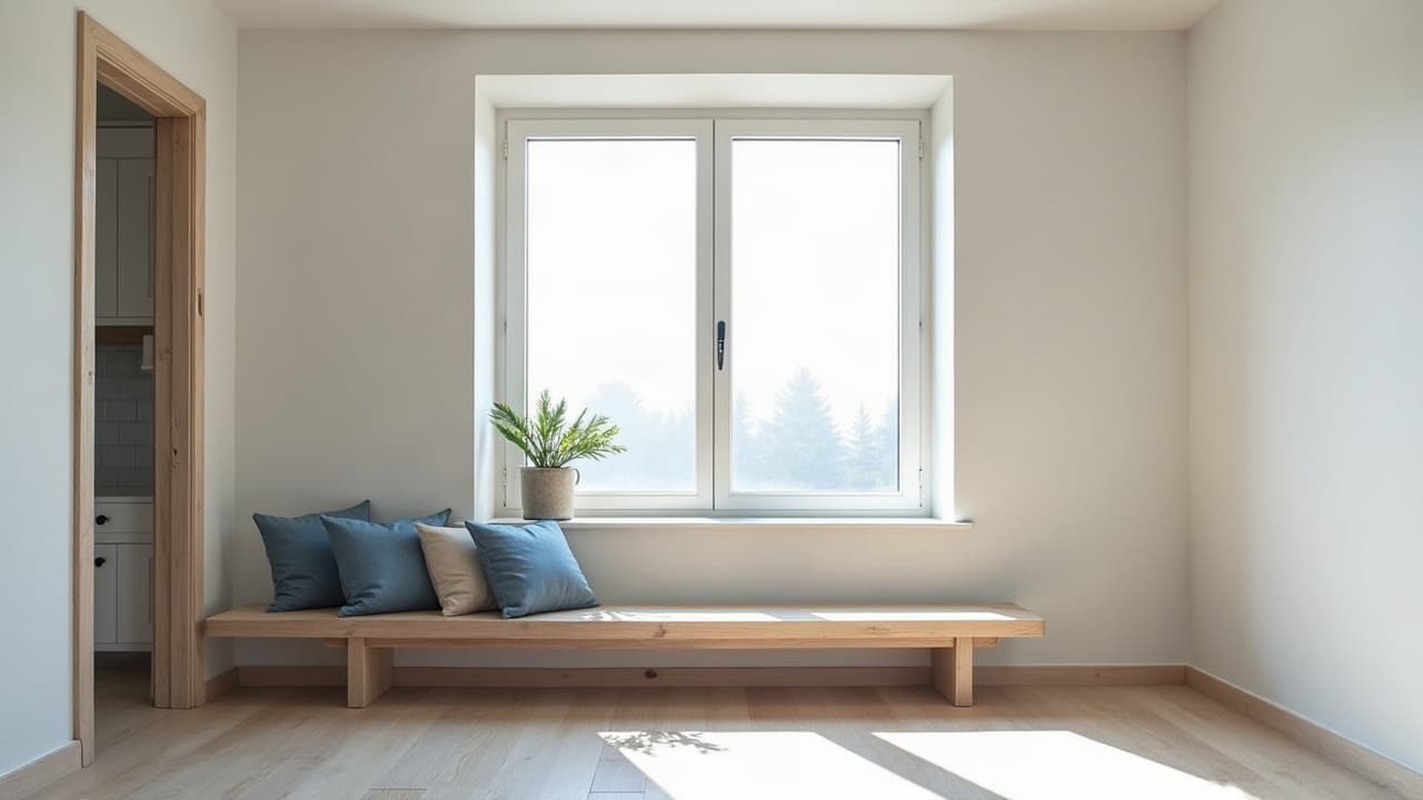 Grand plafond en plaques de plâtre réglé au cordeau dans une pièce de séjour